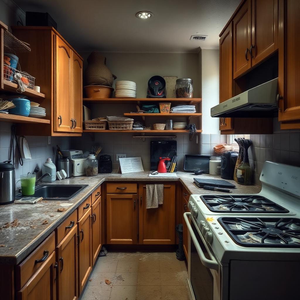 Same kitchen before cleaning, for comparison